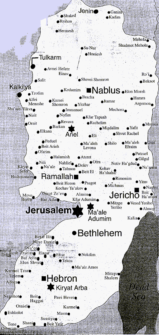 Map of Yehuda and Shomron